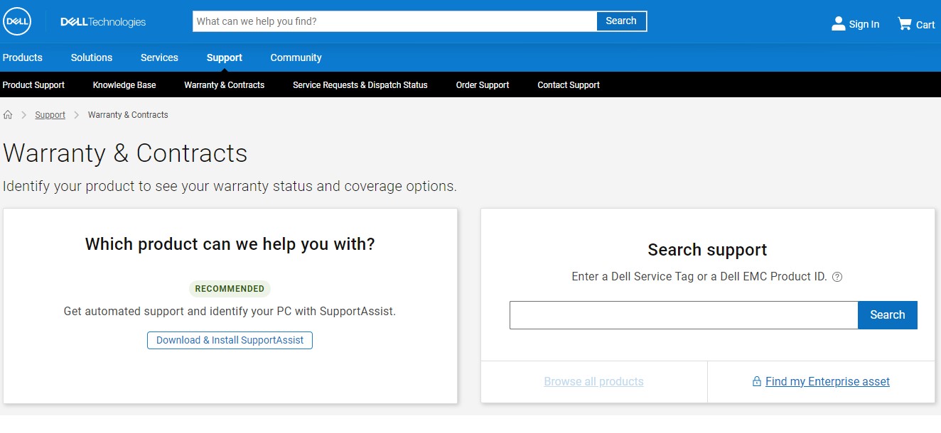 Finding warranty for Dell hardware with Serial Number