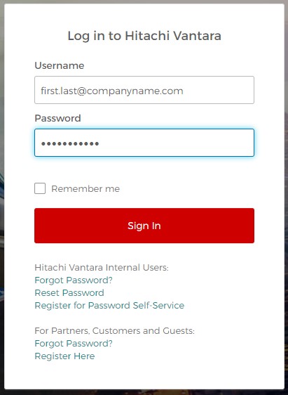 Logging into Hitachi Vantara Support