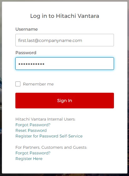 Logging into Hitachi Vantara Support